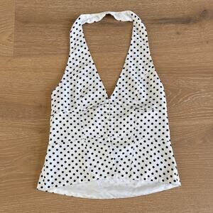 White Fox Busy Getting Money Halter Top Size S White Polka Dot